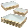 Allgala Wedding Cake Stands 3-Piece Set Crystal Gold Plated Cheese Dessert Cupcake Cake Stand with Mirror Plate-Gold Rectangle-HD89203 view 1