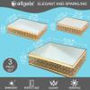 Allgala Wedding Cake Stands 3-Piece Set Crystal Gold Plated Cheese Dessert Cupcake Cake Stand with Mirror Plate-Gold Rectangle-HD89203 view 2