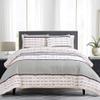 WPM WORLD PRODUCTS MART 3 Piece Blue Beige Grey Comforter with Pom Poms Fringe Down Alternative Set Queen Size Bedding Includes Pillow Sham case for Bedroom Dorm Room- Frencesca (Queen) view 2