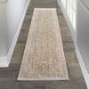 Nourison Silken Weave Vintage Grey/Brick 2'2" x 7'6" Area Rug, Easy Cleaning, Non Shedding, Bed Room, Living Room, Dining Room, Kitchen (2x8) view 1