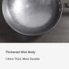 AIZYR Round Bottom Wok Carbon Steel Wok, Hand Hammered Carbon Steel Pow Wok with Hangable Wooden and Steel Helper Handle, 3 Sizes to Choice,36cm/14in view 4