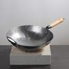 AIZYR Round Bottom Wok Carbon Steel Wok, Hand Hammered Carbon Steel Pow Wok with Hangable Wooden and Steel Helper Handle, 3 Sizes to Choice,34cm/13.4in view 2