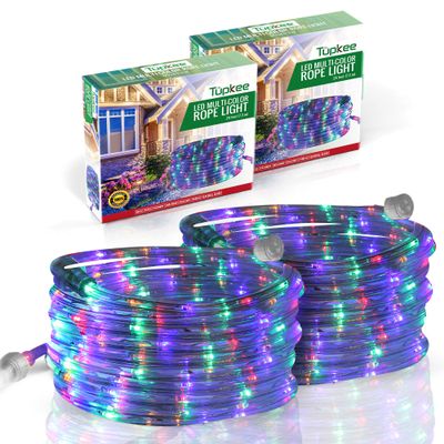 Tupkee LED Rope Light Multi-Color - for Indoor and Outdoor use, 24 Feet (7.3 m) - 10MM Diameter - 144 LED Long Life Bulbs Rope Tube Lights - Pack of 2