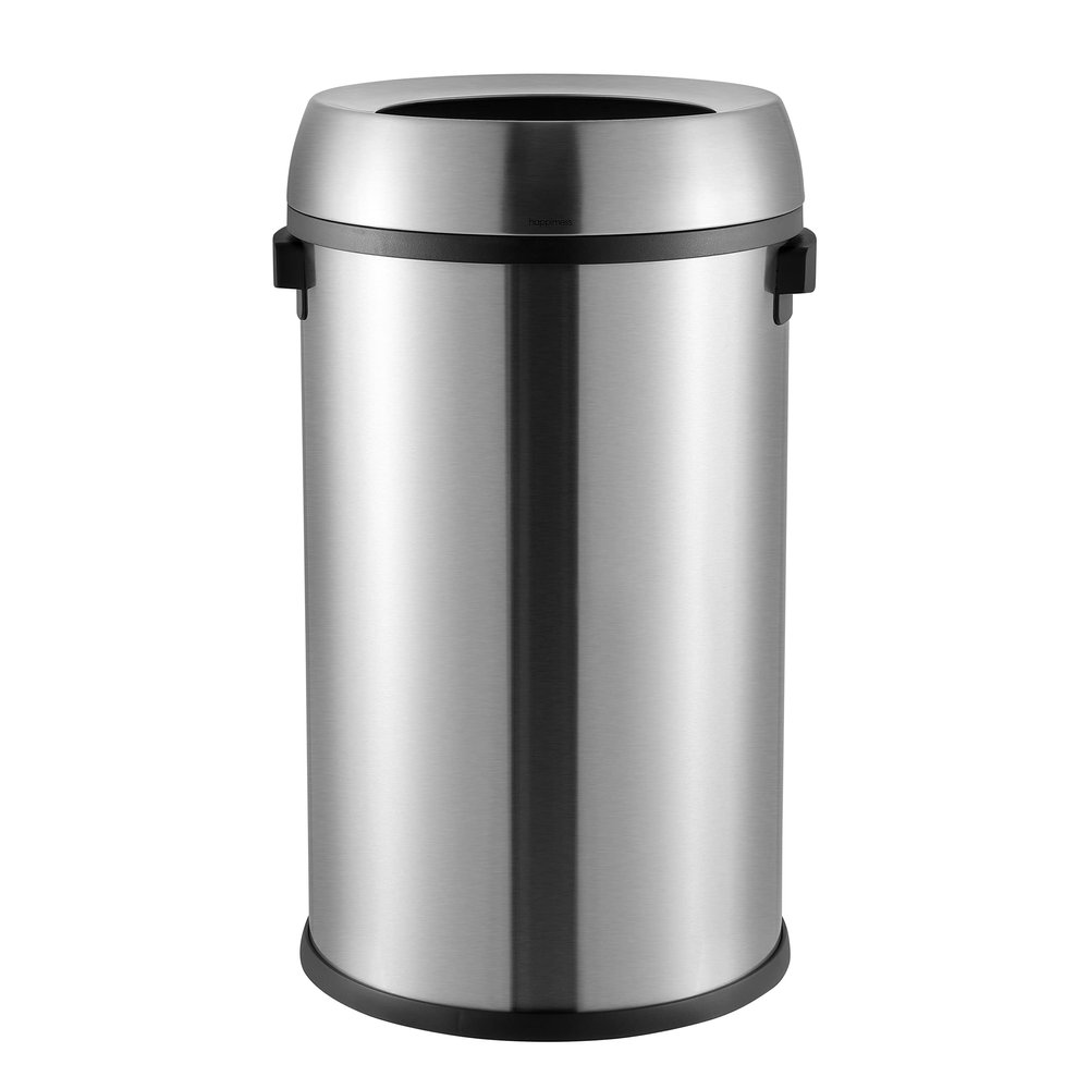 happimess HPM1015A Chuck Kitchen/Office 17.2-Gallon Open-Top Trash Can, Modern, Minimalistic, Fingerprint Proof for Home, Kitchen, Laundry Room, Office, Bedroom, Bathroom, Chrome