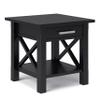 SIMPLIHOME Kitchener End Table - 21 inch Wide Solid Wood Square Accent Table with Drawer and Open Shelf in Black, Contemporary Nightstand or Lamp Stand with X-Design for Living Room or Bedroom view 1