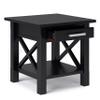 SIMPLIHOME Kitchener End Table - 21 inch Wide Solid Wood Square Accent Table with Drawer and Open Shelf in Black, Contemporary Nightstand or Lamp Stand with X-Design for Living Room or Bedroom view 4