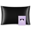 OLESILK 100% Mulberry Silk Toddler Pillowcase for Hair and Skin, Both Sides 19 Momme Pure Natural Silk Travel Pillow Cases with Hidden Zipper, 13"x 18", Black view 1