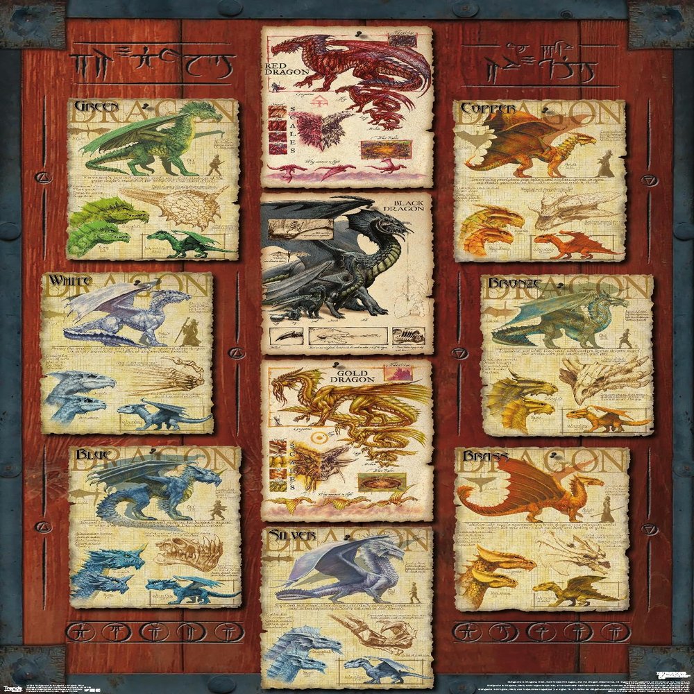 Trends International Dungeons and Dragons - Dragon Grid Wall Poster, 22.4L x 14.7W, Premium Unframed Version