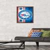 Trends International NBA Philadelphia 76ers - Logo 15 Wall Poster, 14.725" x 22.375", Mahogany Framed Version view 2