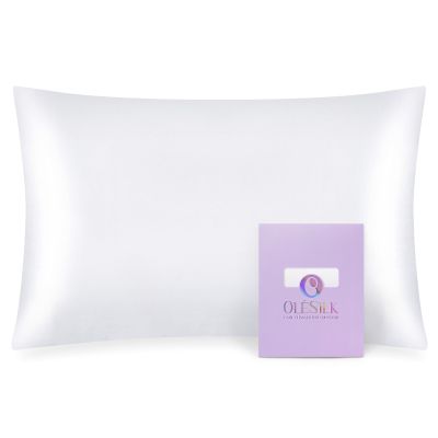 OLESILK Toddler 100% Mulberry Silk Pillowcase, Zipper, 13"x 18", White