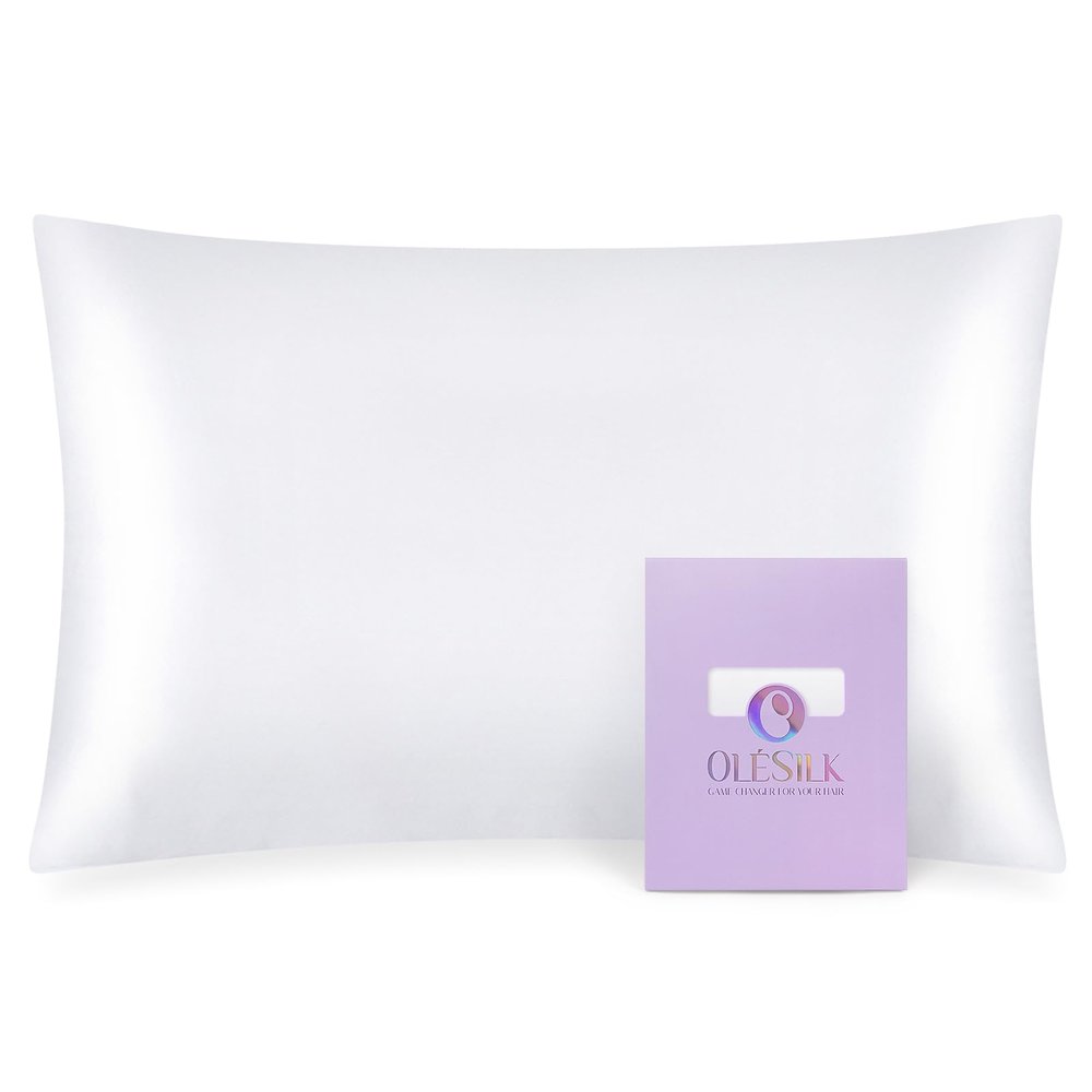 OLESILK Toddler 100% Mulberry Silk Pillowcase, Zipper, 13"x 18", White