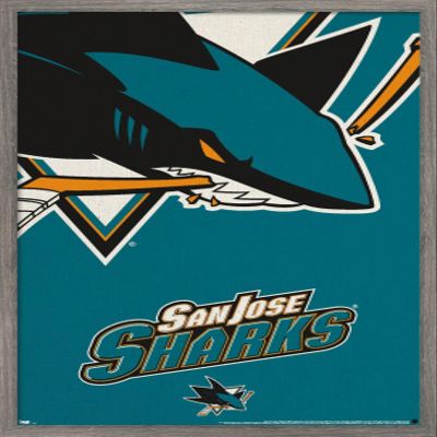 Trends International NHL San Jose Sharks - Logo 14 Wall Poster, 22.375" x 34", Barnwood Framed Version