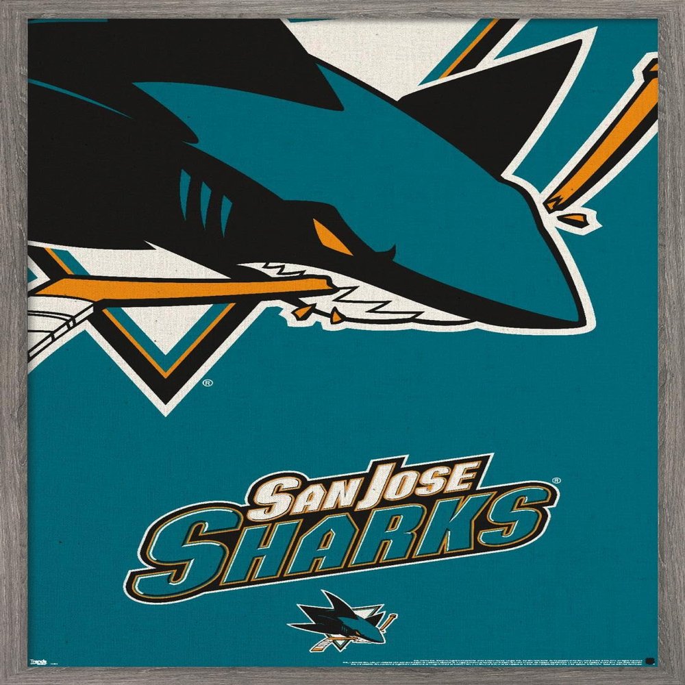 Trends International NHL San Jose Sharks - Logo 14 Wall Poster, 22.375" x 34", Barnwood Framed Version