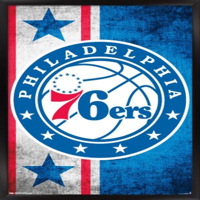 Trends International NBA Philadelphia 76ers - Logo 15 Wall Poster, 14.725" x 22.375", Black Framed Version