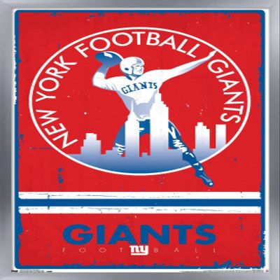 NFL New York Giants - Retro Logo 15 Wall Poster, 22.4L" x 14.7W", Silver Framed Version