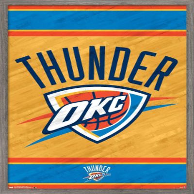 Trends International NBA Oklahoma City Thunder - Logo 14 Wall Poster, 22.375" x 34", Barnwood Framed Version