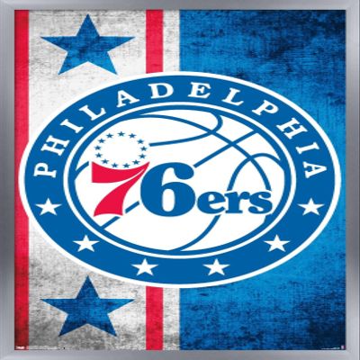 Trends International NBA Philadelphia 76ers - Logo 15 Wall Poster, 14.725" x 22.375", Silver Framed Version