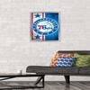 Trends International NBA Philadelphia 76ers - Logo 15 Wall Poster, 14.725" x 22.375", Silver Framed Version view 2