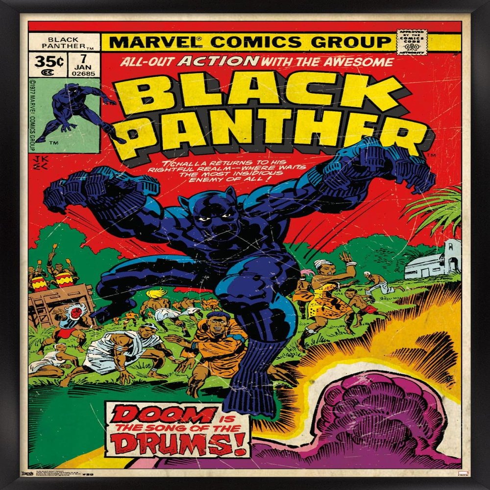 Trends International Marvel Comics Black Panther - Cover #7 Wall Poster, 22.4L x 14.7W, Black Framed Version