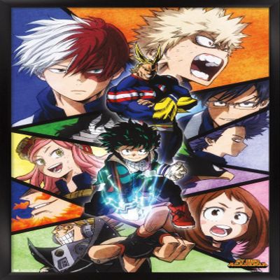Trends International My Hero Academia-Faces Wall Poster, 14.725" x 22.375", Black Framed Version