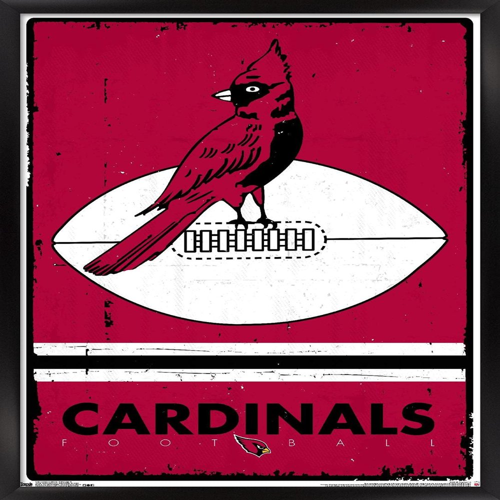 Trends International NFL Arizona Cardinals - Retro Logo 15 Wall Poster, 22.4L x 14.7W, Black Framed Version