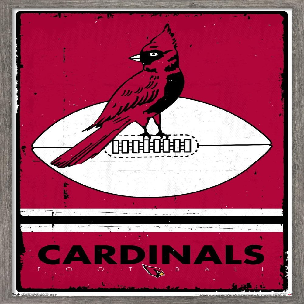 Trends International NFL Arizona Cardinals - Retro Logo 15 Wall Poster, 22.4L x 14.7W, Barnwood Framed Version