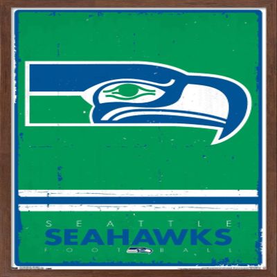 NFL Seattle Seahawks - Retro Logo 15 Wall Poster, 22.4L" x 14.7W", Mahogany Framed Version