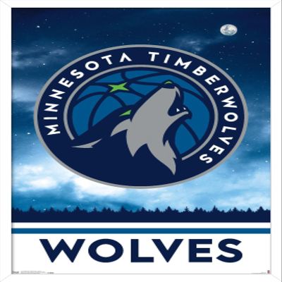 Trends International NBA Minnesota Timberwolves - Logo 18 Wall Poster, 14.725" x 22.375", White Framed Version