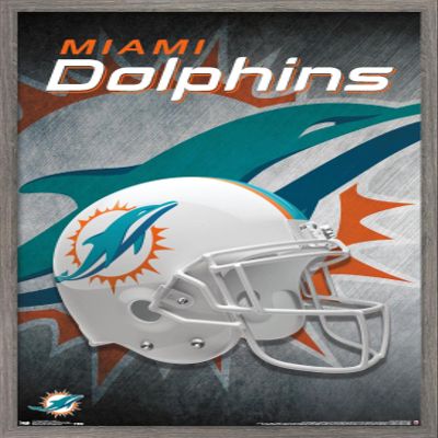 Trends International NFL Miami Dolphins - Helmet 18 Wall Poster, 22.375" x 34", Barnwood Framed Version