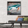 Trends International NFL Miami Dolphins - Helmet 18 Wall Poster, 22.375" x 34", Barnwood Framed Version view 2