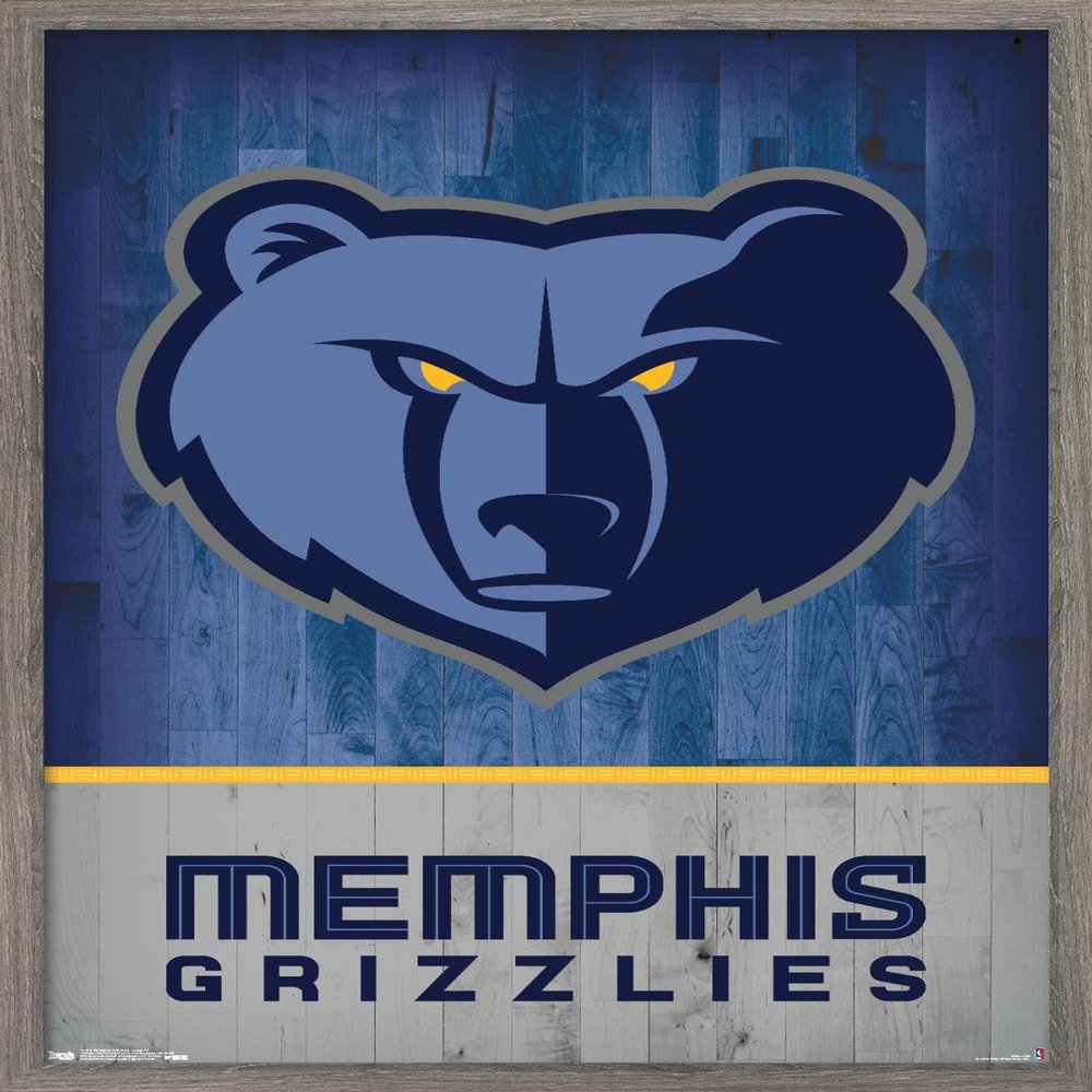Trends International NBA Memphis Grizzlies - Logo 18 Wall Poster, 14.725" x 22.375", Barnwood Framed Version