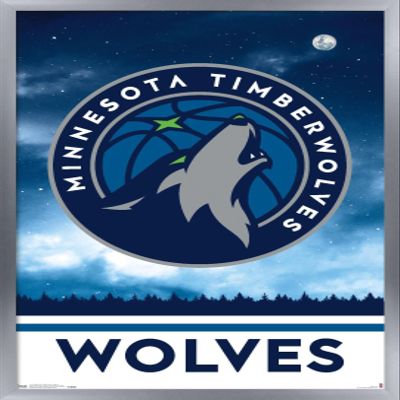 Trends International NBA Minnesota Timberwolves - Logo 18 Wall Poster, 14.725" x 22.375", Silver Framed Version