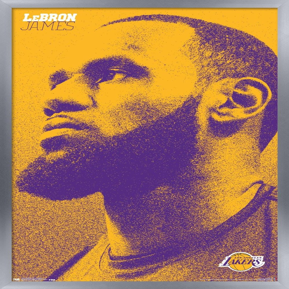 Trends International NBA Los Angeles Lakers - Lebron James 18 Wall Poster, 14.725" x 22.375", Silver Framed Version