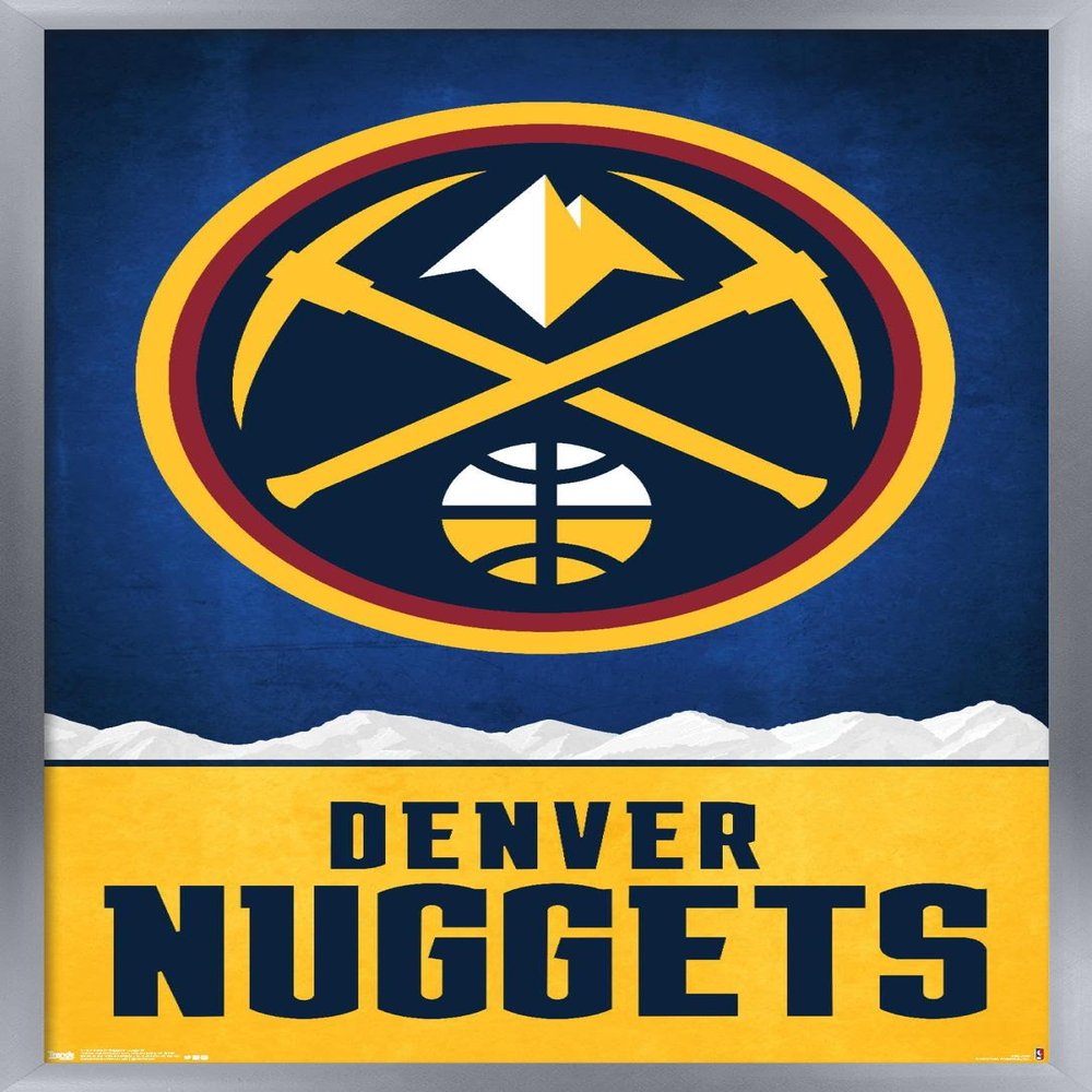 Trends International NBA Denver Nuggets - Logo 18 Wall Poster, 14.725" x 22.375", Silver Framed Version