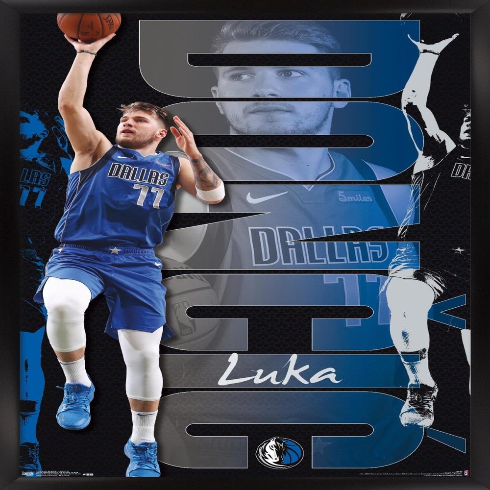 Trends International NBA Dallas Mavericks - Luka Doncic 19 Wall Poster, 14.725" x 22.375", Black Framed Version