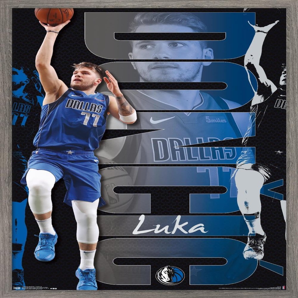 Trends International NBA Dallas Mavericks - Luka Doncic 19 Wall Poster, 22.375" x 34", Barnwood Framed Version