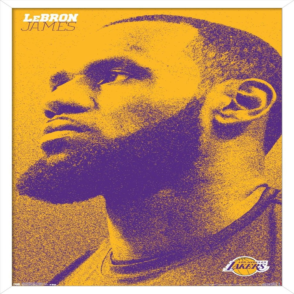 Trends International NBA Los Angeles Lakers - Lebron James 18 Wall Poster, 14.725" x 22.375", White Framed Version