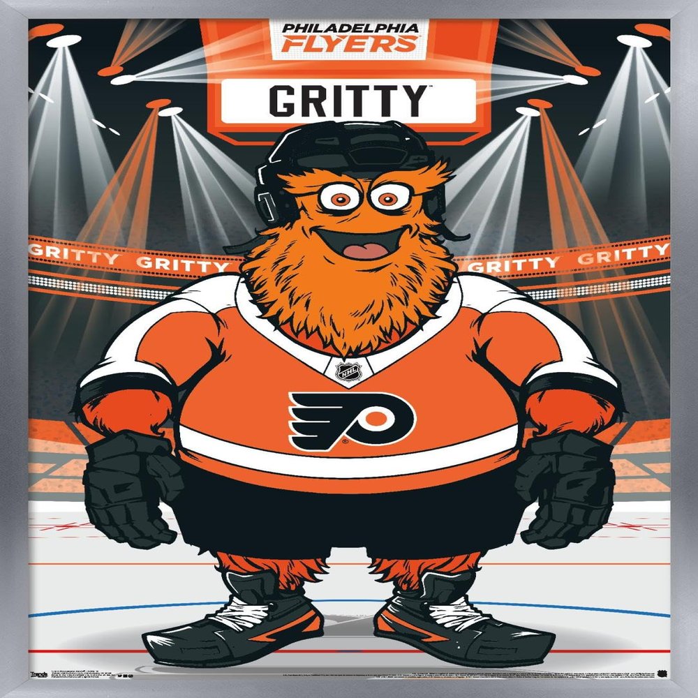 Trends International NHL Philadelphia Flyers - Gritty 19 Wall Poster, 14.725" x 22.375", Silver Framed Version