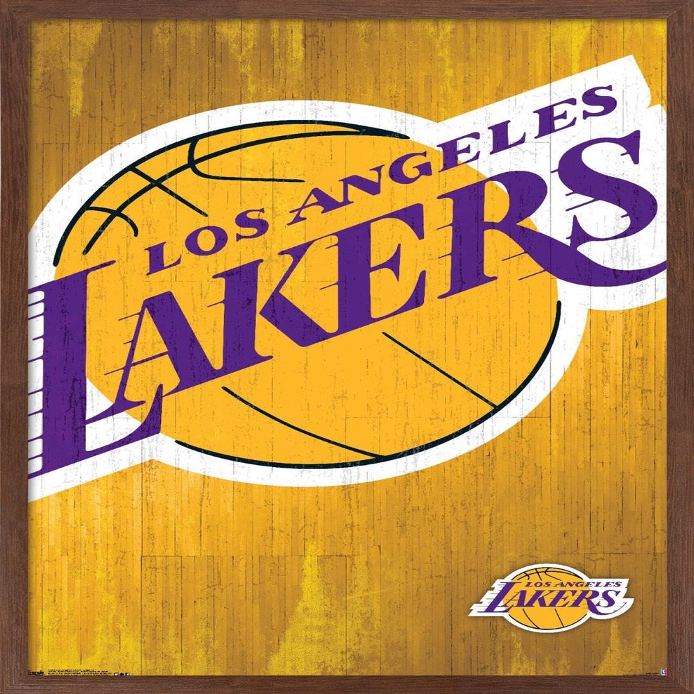 Trends International NBA Los Angeles Lakers - Logo 13 Wall Poster, 14.725" x 22.375", Mahogany Framed Version