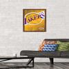 Trends International NBA Los Angeles Lakers - Logo 13 Wall Poster, 14.725" x 22.375", Mahogany Framed Version view 2