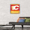 Trends International NHL Calgary Flames - Retro Logo 13 Wall Poster, 14.725" x 22.375", Silver Framed Version view 2