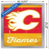 Trends International NHL Calgary Flames - Retro Logo 13 Wall Poster, 14.725" x 22.375", Silver Framed Version view 3