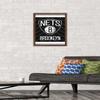 Trends International NBA Brooklyn Nets - Logo 15 Wall Poster, 14.725" x 22.375", Mahogany Framed Version view 2