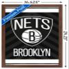 Trends International NBA Brooklyn Nets - Logo 15 Wall Poster, 14.725" x 22.375", Mahogany Framed Version view 3