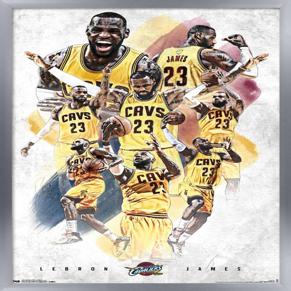 NBA Cleveland Cavaliers - Lebron James 15 Wall Poster, 22.4L" x 14.7W", Silver Framed Version