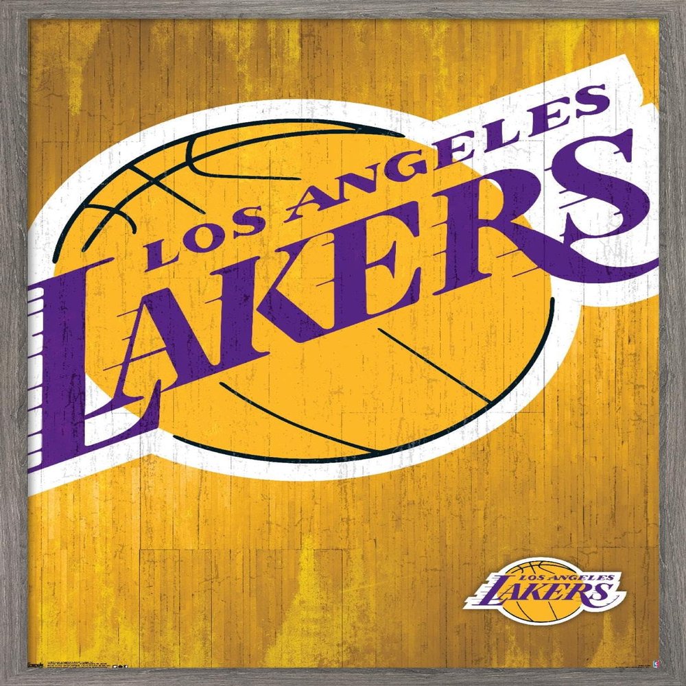 Trends International NBA Los Angeles Lakers - Logo 13 Wall Poster, 14.725" x 22.375", Barnwood Framed Version