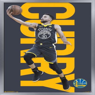 Trends International NBA Golden State Warriors - Stephen Curry 18 Wall Poster, 14.725" x 22.375", Silver Framed Version