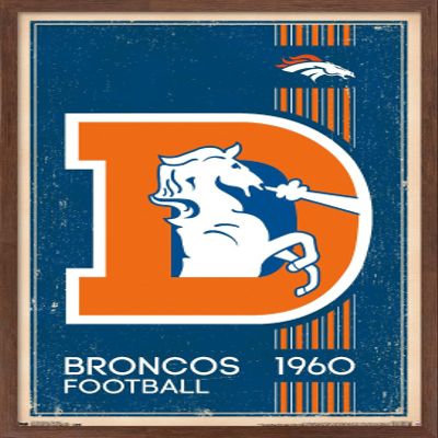 Trends International NFL Denver Broncos - Retro Logo 14 Wall Poster, 14.725" x 22.375", Mahogany Framed Version