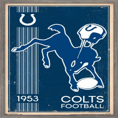 Trends International NFL Indianapolis Colts - Retro Logo 14 Wall Poster, 22.375" x 34", Barnwood Framed Version