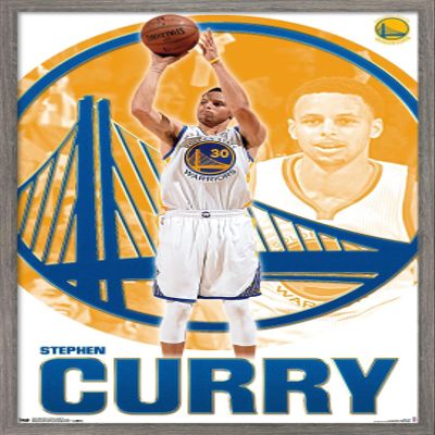 Trends International NBA Golden State Warriors - Stephen Curry 15 Wall Poster, 14.725" x 22.375", Barnwood Framed Version